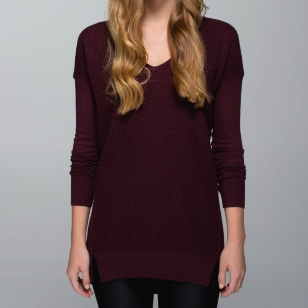 lululemon athletica Burgundy V-Neck Sweater